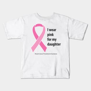 Breast cancer ribbon for daughter with black type Kids T-Shirt